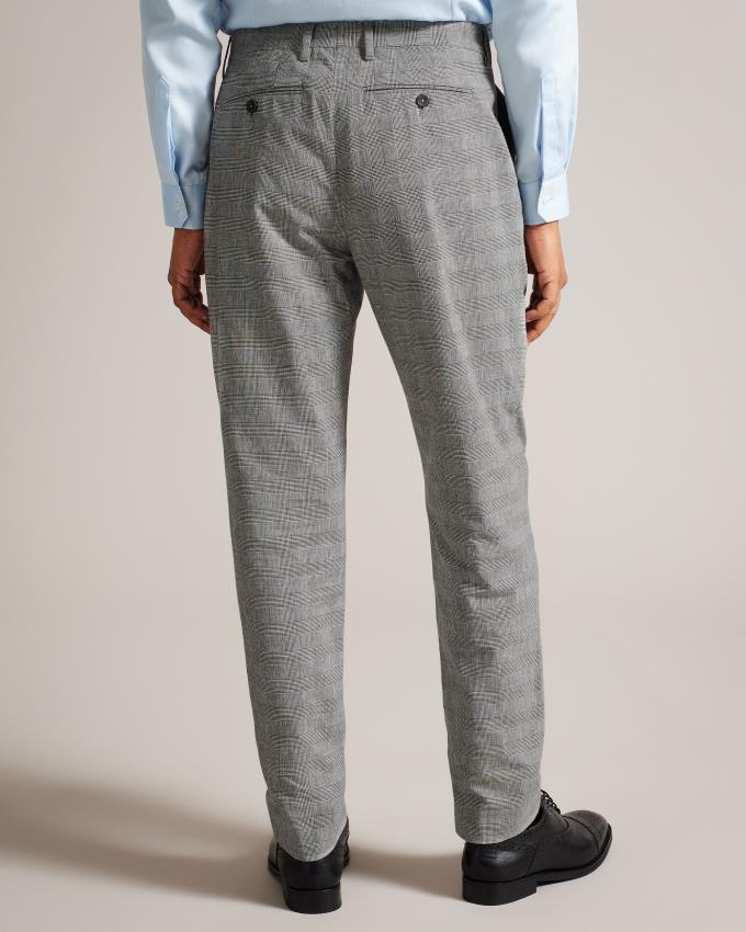 Pantalon Ted Baker Puppytooth Check Linen Blend Grise Homme | VRV-24840010